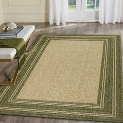 Kirklands Home Green Framed Border Outdoor Area Rug, 4x7 Sale