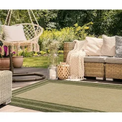 Kirklands Home Green Framed Border Outdoor Area Rug, 4x7 Sale