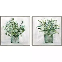 Kirklands Home Green Garden 2-pc. Framed Canvas Art Print Set Gray Clearance