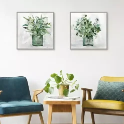 Kirklands Home Green Garden 2-pc. Framed Canvas Art Print Set Gray Clearance