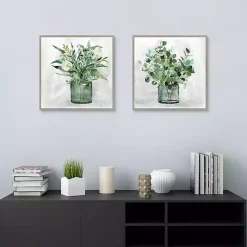 Kirklands Home Green Garden 2-pc. Framed Canvas Art Print Set Gray Clearance