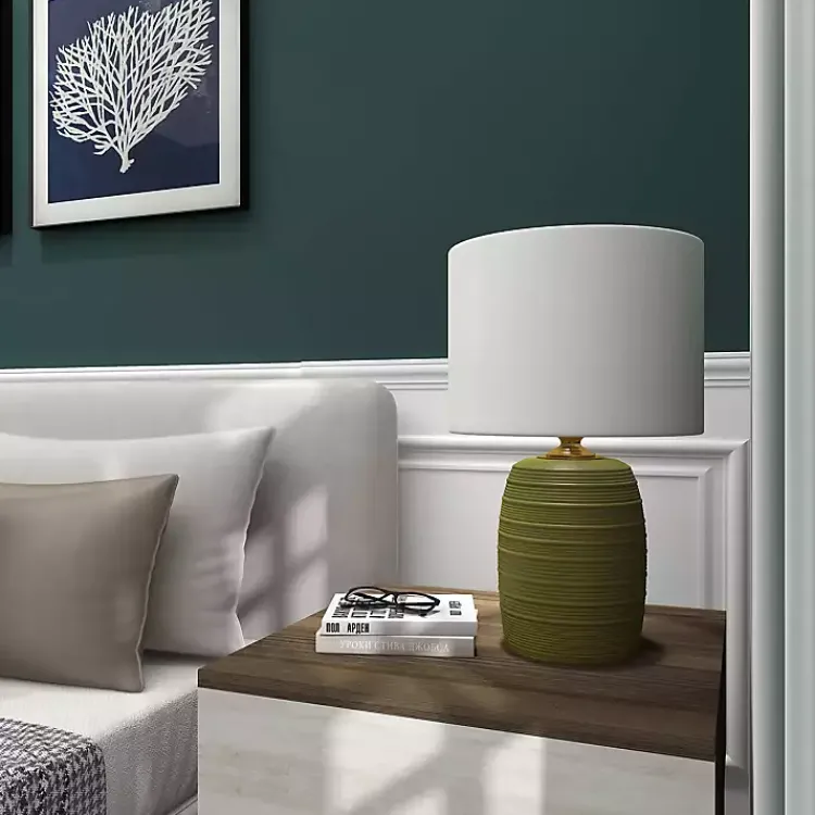 Kirklands Home Green Glass Fiola Table Lamp White Hot