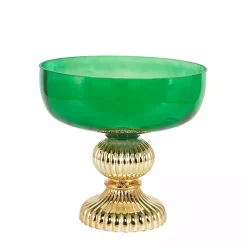 Vases>Kirklands Home Glass Vase with Gold Pedestal Base, 12 in. Green