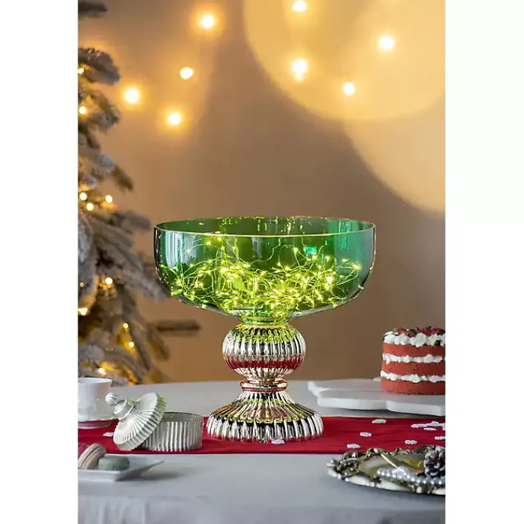 Vases>Kirklands Home Glass Vase with Gold Pedestal Base, 12 in. Green
