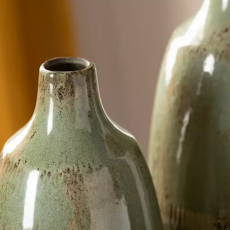 Vases>Kirklands Home Glazed Ceramic Vases, Set of 2 Green