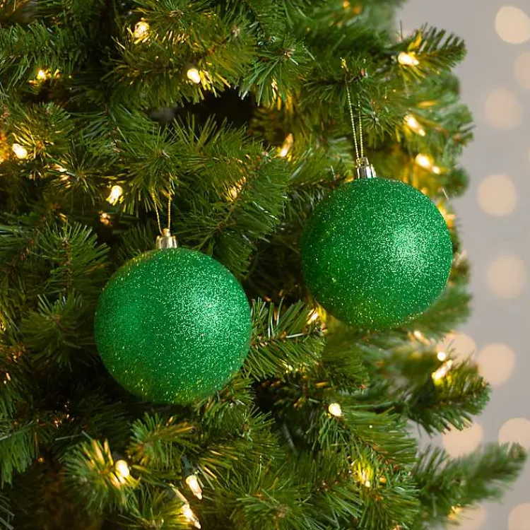 Christmas Ornaments>Kirklands Home Glitter Ball 2-pc. Ornament Set, 4 in. Green