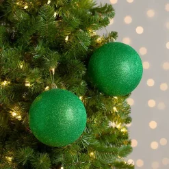 Christmas Ornaments>Kirklands Home Glitter Ball 2-pc. Ornament Set, 6 in. Green