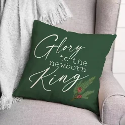 Pillows>Kirklands Home Glory to the Newborn King Christmas Pillow Green