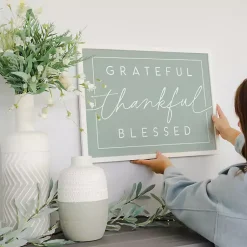 Fall>Kirklands Home Grateful Thankful Framed Wall Plaque Green