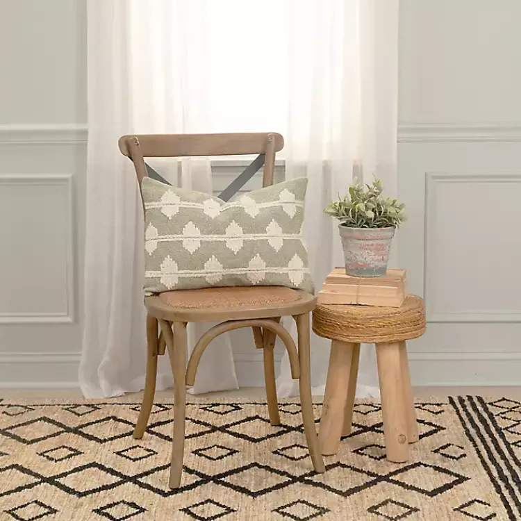 Pillows>Kirklands Home Green Heathered Embroidered Diamond Throw Pillow