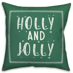 Christmas Pillows>Kirklands Home Green Holly and Jolly Throw Pillow