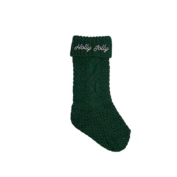 Christmas Stockings & Stocking Holders>Kirklands Home Holly Jolly Cable Knit Stocking Green