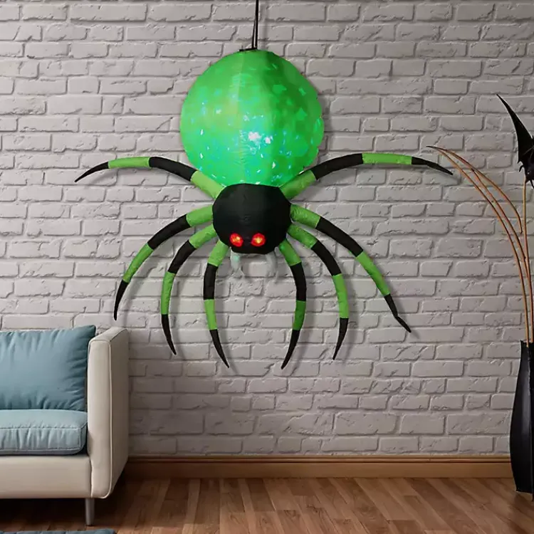 Halloween>Kirklands Home Inflatable Disco Light Spider Green