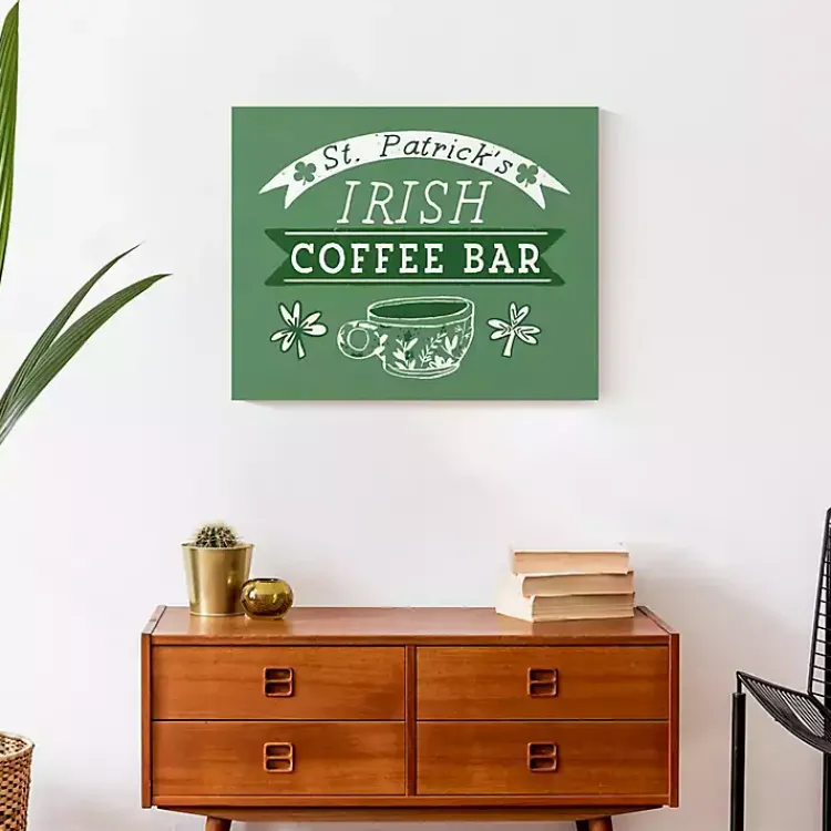 St Patricks Day Decorations>Kirklands Home Green Irish Coffee Bar Canvas Art Print
