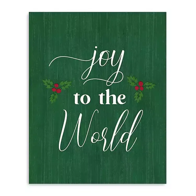 Christmas Art & Wall Decor>Kirklands Home Green Joy to the World Canvas Art Print