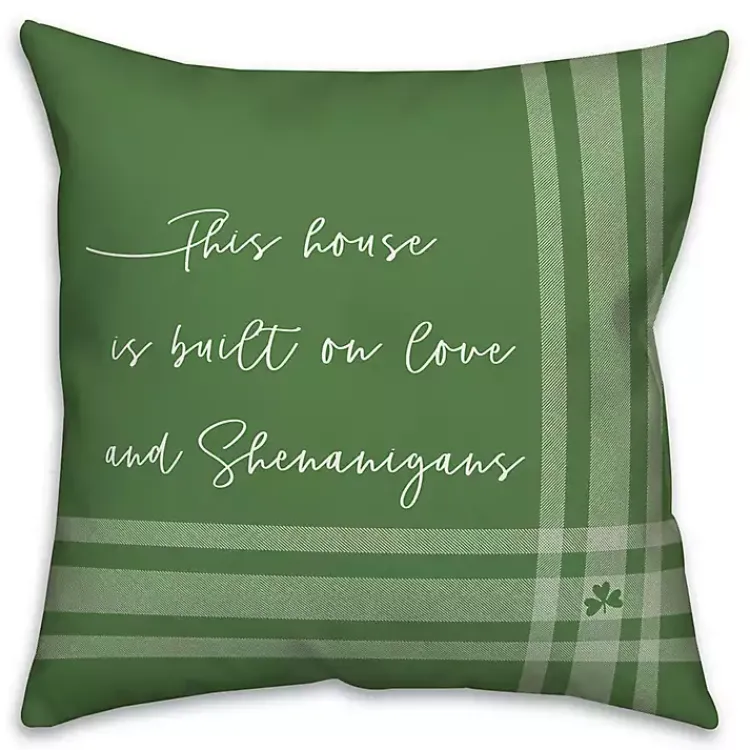 St Patricks Day Decorations>Kirklands Home Green Love and Shenanigans Pillow