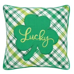 Pillows>Kirklands Home Green Lucky Clover Plaid Pillow