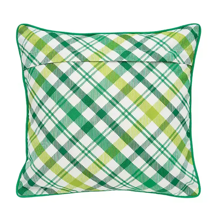 Pillows>Kirklands Home Green Lucky Clover Plaid Pillow