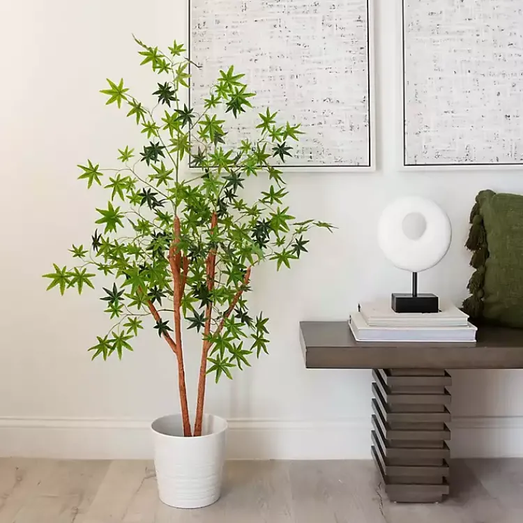 Trees & Topiaries>Kirklands Home Green Maple Tree in Black Planter