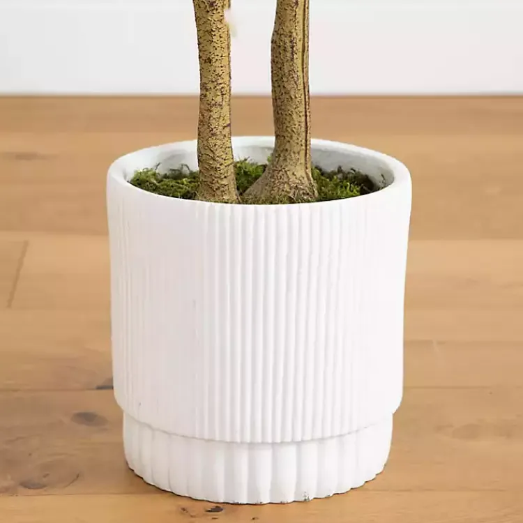 Trees & Topiaries>Kirklands Home Green Maple Tree in White Planter