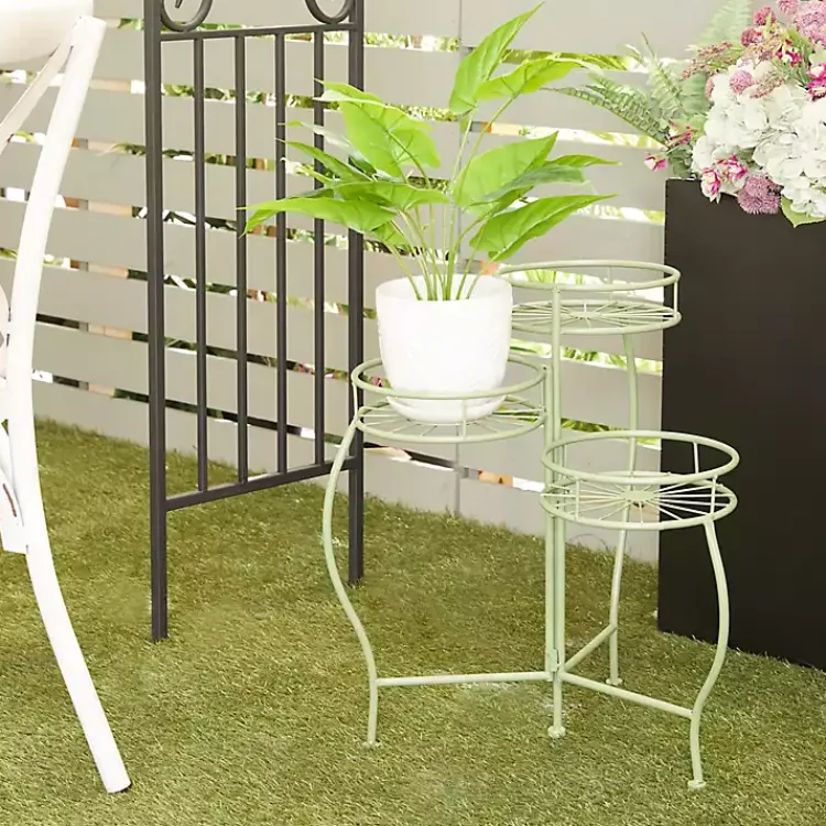 Kirklands Home Metal Starburst 3-Tier Plant Stand Green