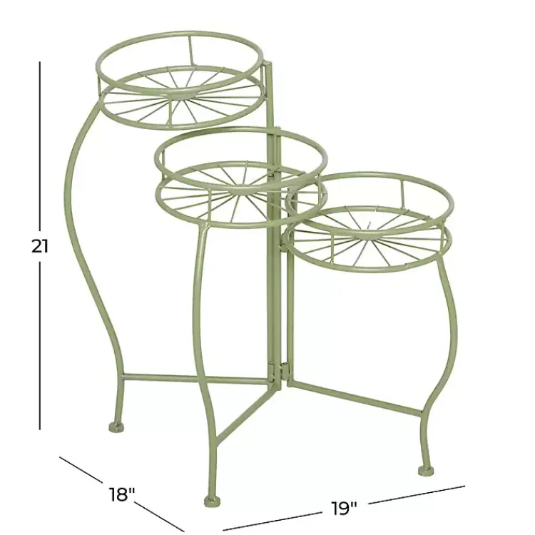 Kirklands Home Metal Starburst 3-Tier Plant Stand Green