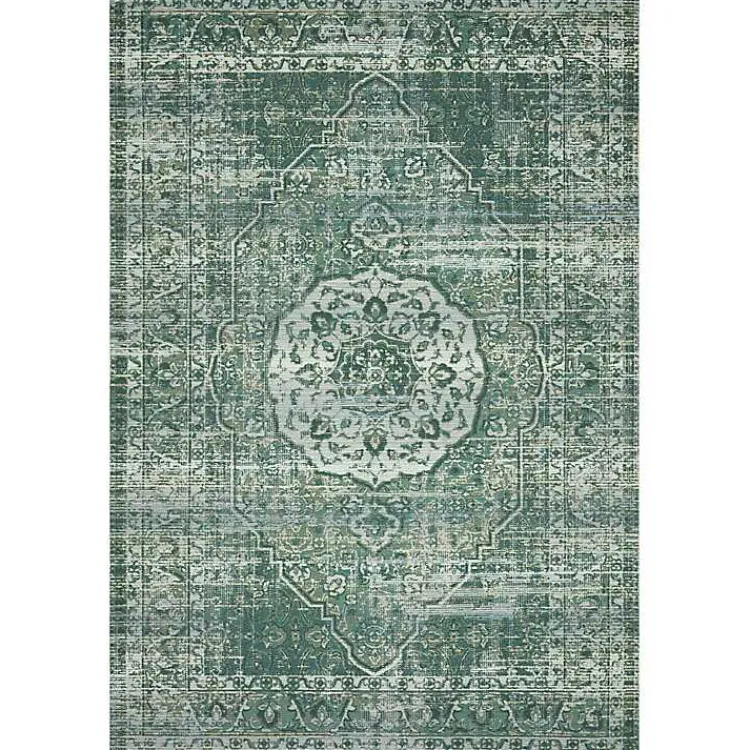 Kirklands Home Mist Tribal Medallion Outdoor Rug, 6x9 Green Outlet
