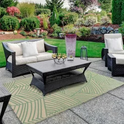 Kirklands Home Green Palm Leaf Outdoor Area Rug, 4x6 Online