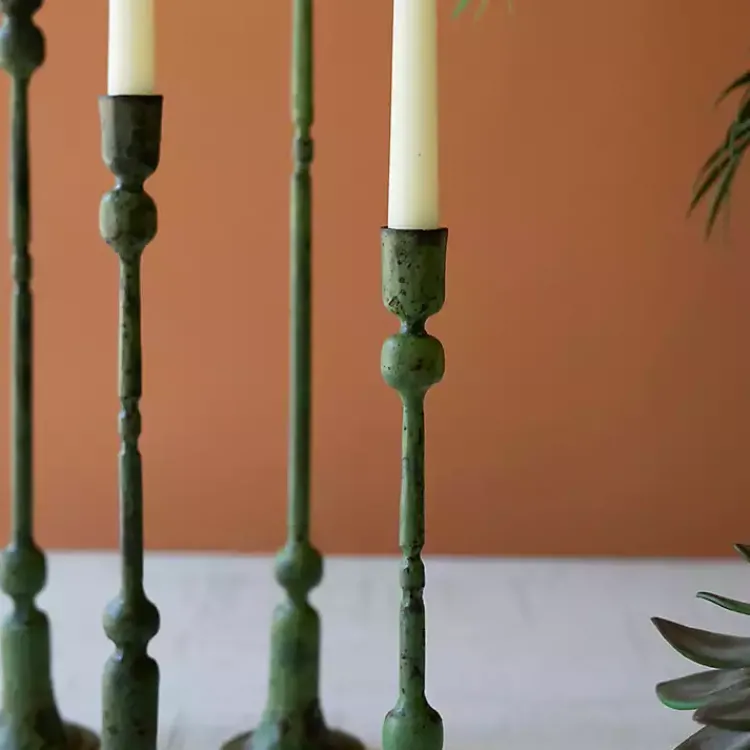 Candle Holders>Kirklands Home Patina Forged Iron Candle Holders, Set of 4 Green
