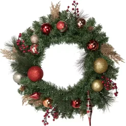 Christmas Wreaths>Kirklands Home Green Pine with Ornaments Wreath