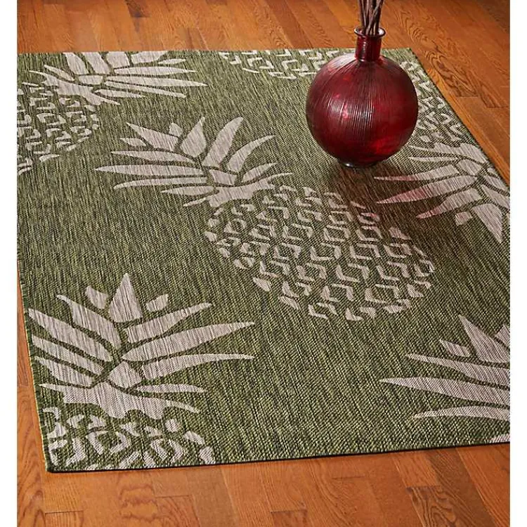 Kirklands Home Pineapple Indoor/Outdoor Area Rug, 5x7 Green Online