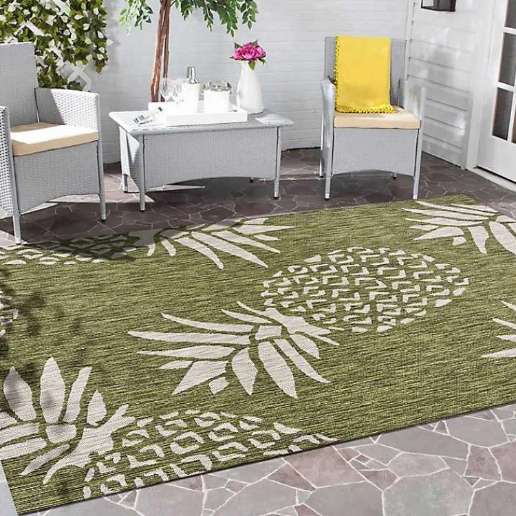 Kirklands Home Pineapple Indoor/Outdoor Area Rug, 5x7 Green Online