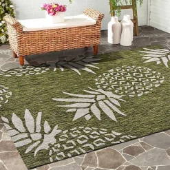 Kirklands Home Pineapple Indoor/Outdoor Area Rug, 5x7 Green Online