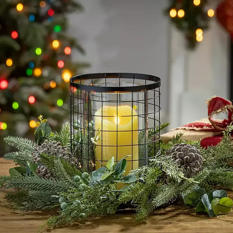 Arrangements & Greenery>Kirklands Home Pineberry Window Pane Candle Centerpiece Green