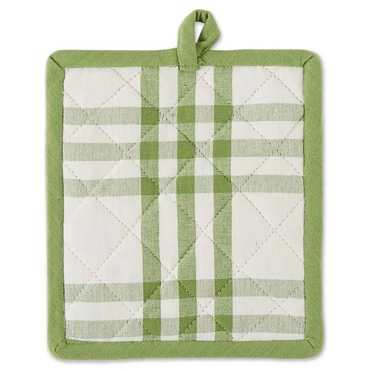 Kirklands Home Green Plaid Eat Drink Enjoy 4-pc. Dish Towel Set New