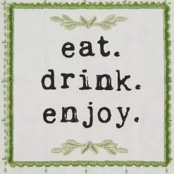 Kirklands Home Green Plaid Eat Drink Enjoy 4-pc. Dish Towel Set New