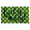 St Patricks Day Decorations>Kirklands Home Green Plaid Lucky Day Doormat