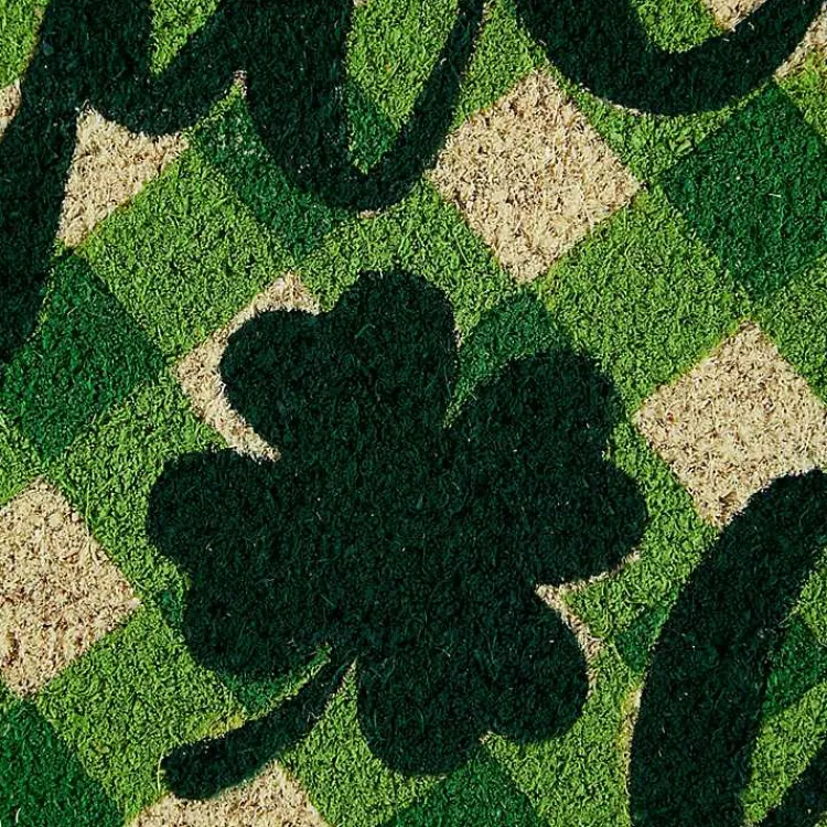 St Patricks Day Decorations>Kirklands Home Green Plaid Lucky Day Doormat