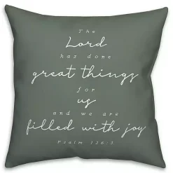 Kirklands Home Psalm 126:3 Indoor/Outdoor Pillow Green New