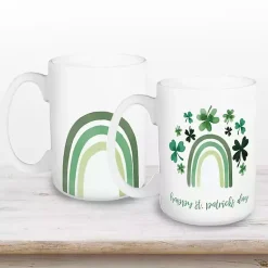Kirklands Home Green Rainbow St. Patrick's Day Mugs, Set of 2 Hot