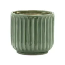Kirklands Home Ribbed Terracotta Planters, Set of 3 Green Outlet
