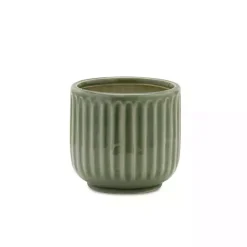 Kirklands Home Ribbed Terracotta Planters, Set of 3 Green Outlet
