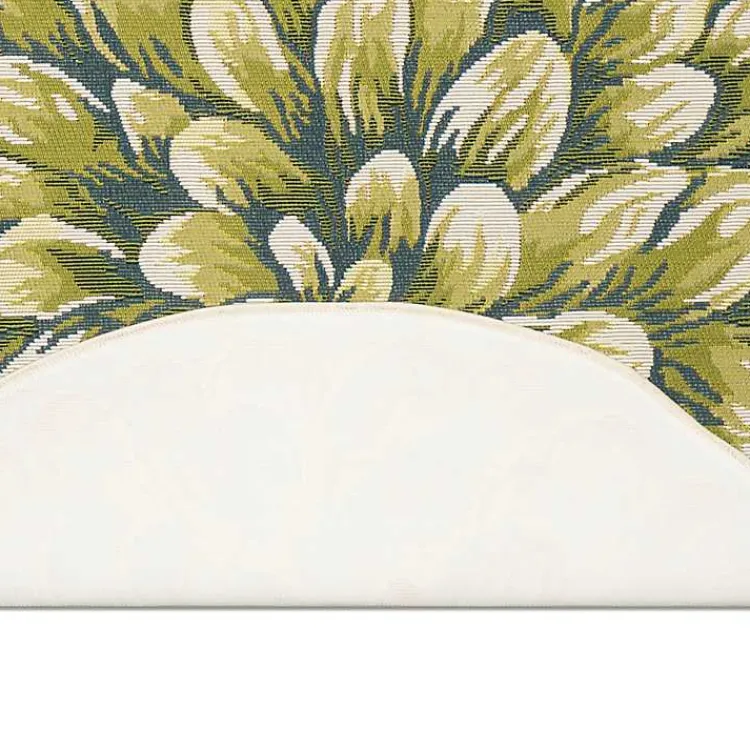 Kirklands Home Round Floral Bloom Indoor/Outdoor Rug, 3x3 Green New