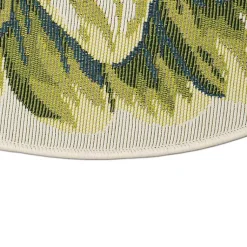 Kirklands Home Round Floral Bloom Indoor/Outdoor Rug, 3x3 Green New