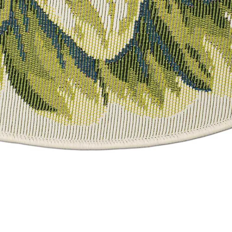 Kirklands Home Round Floral Bloom Indoor/Outdoor Rug, 3x3 Green New