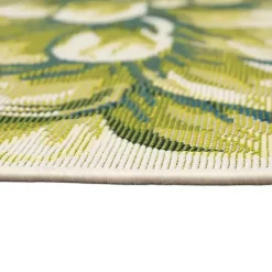 Kirklands Home Round Floral Bloom Indoor/Outdoor Rug, 3x3 Green New