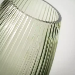 Vases>Kirklands Home Round Ribbed Glass Vase Green