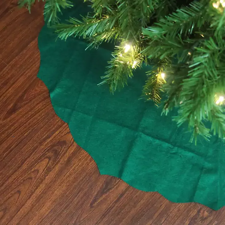 Christmas Tree Skirts & Collars>Kirklands Home Scalloped Christmas Tree Skirt, 38 in. Green
