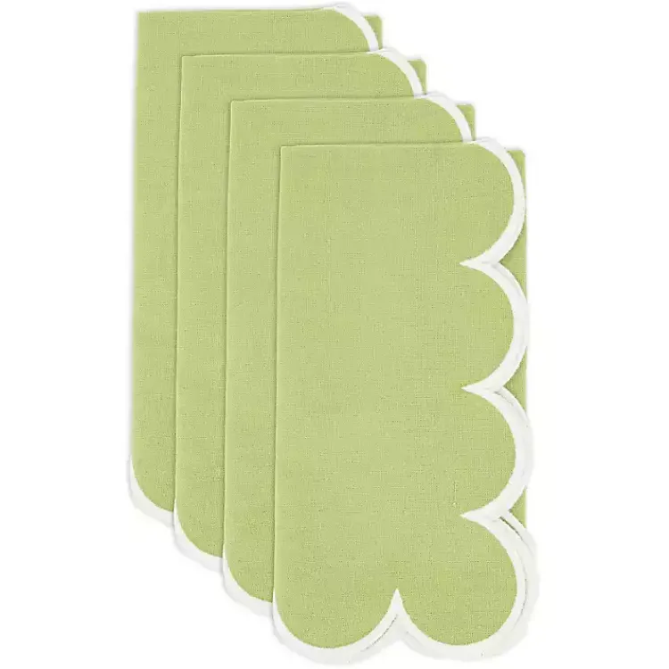Kirklands Home Scalloped Edge Napkins, Set of 4 Green Hot