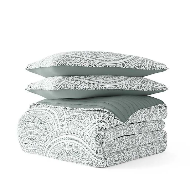Kirklands Home Green Scalloped Reversible 2-pc. Twin Quilt Set